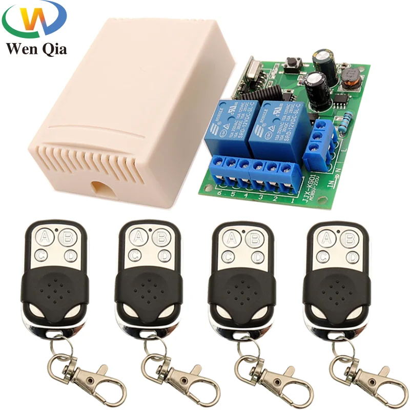 AC 85~250V 10A 2200W 2CH 2 gangs rf 433MHz Remote Control Switch Wireless Relay Receiver for Garage\ Lighting\ Electric Door | Электроника