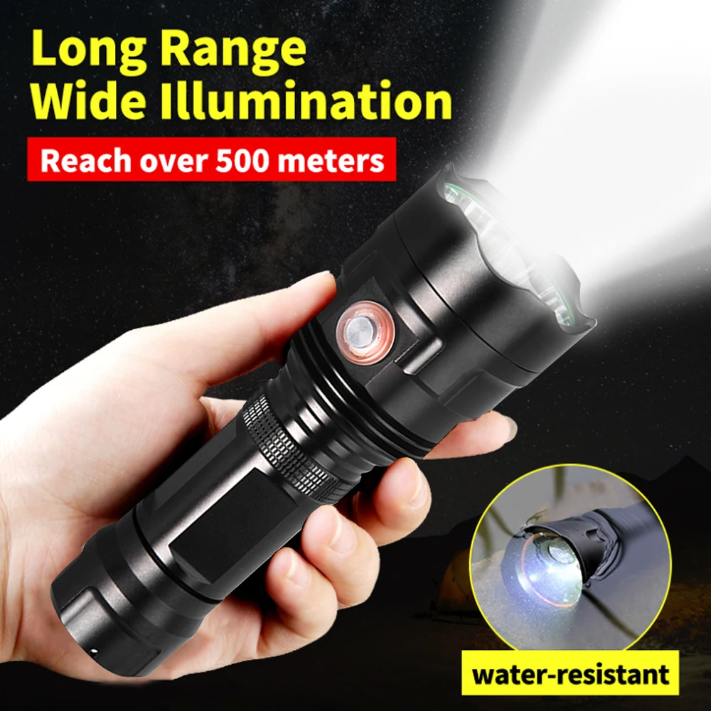 

3800 Lumens Super Bright Strong USB Cable T6 LED Portable and Convenient Outdoor Searchlight for Flashlight