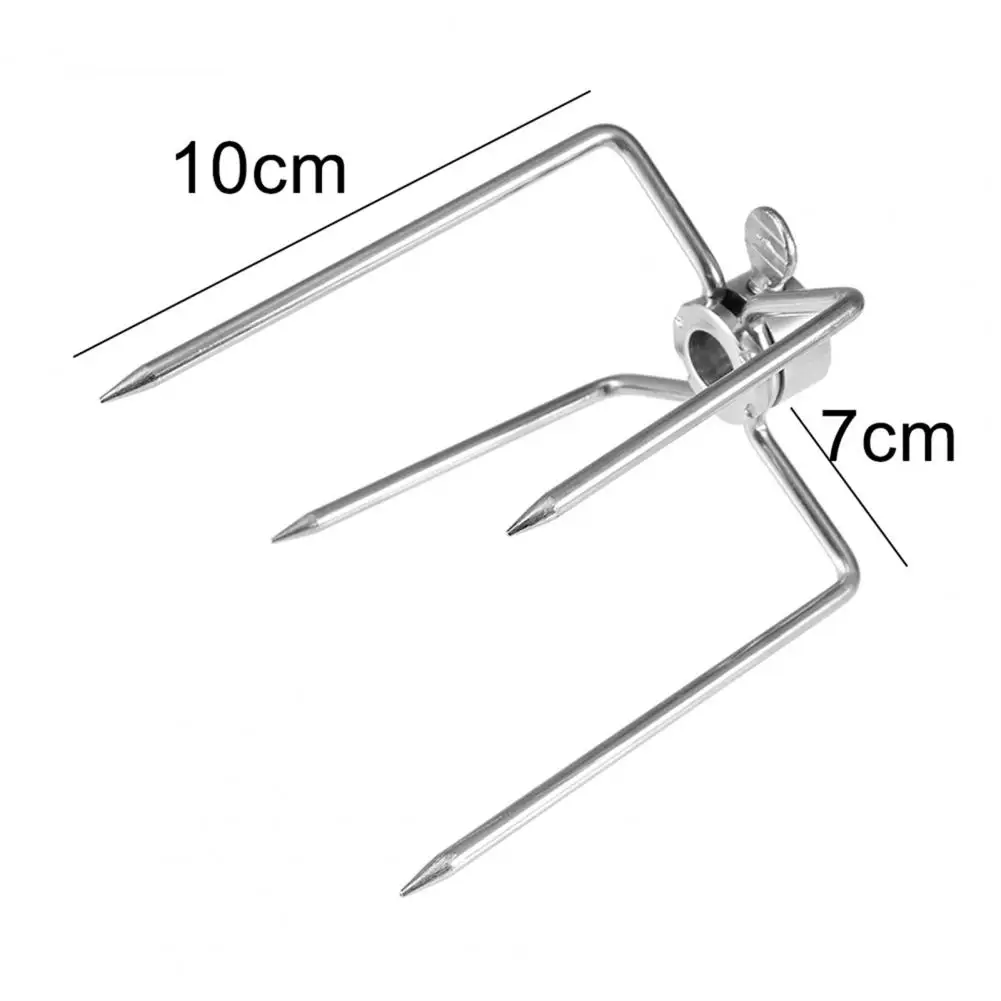 2Pcs Stainless Steel Rotisserie Meat Forks Clamp Grill Meatpicks Barbecue Skewer With Locking Screw Quick Adjustments BBQ Tools