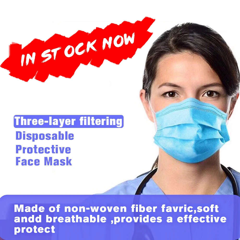 

In Stock 3 Layers Disposable Mouth Face Mask Anti Dust Wearing Respirator Health Care Dust Protective Mask For Hair Salon