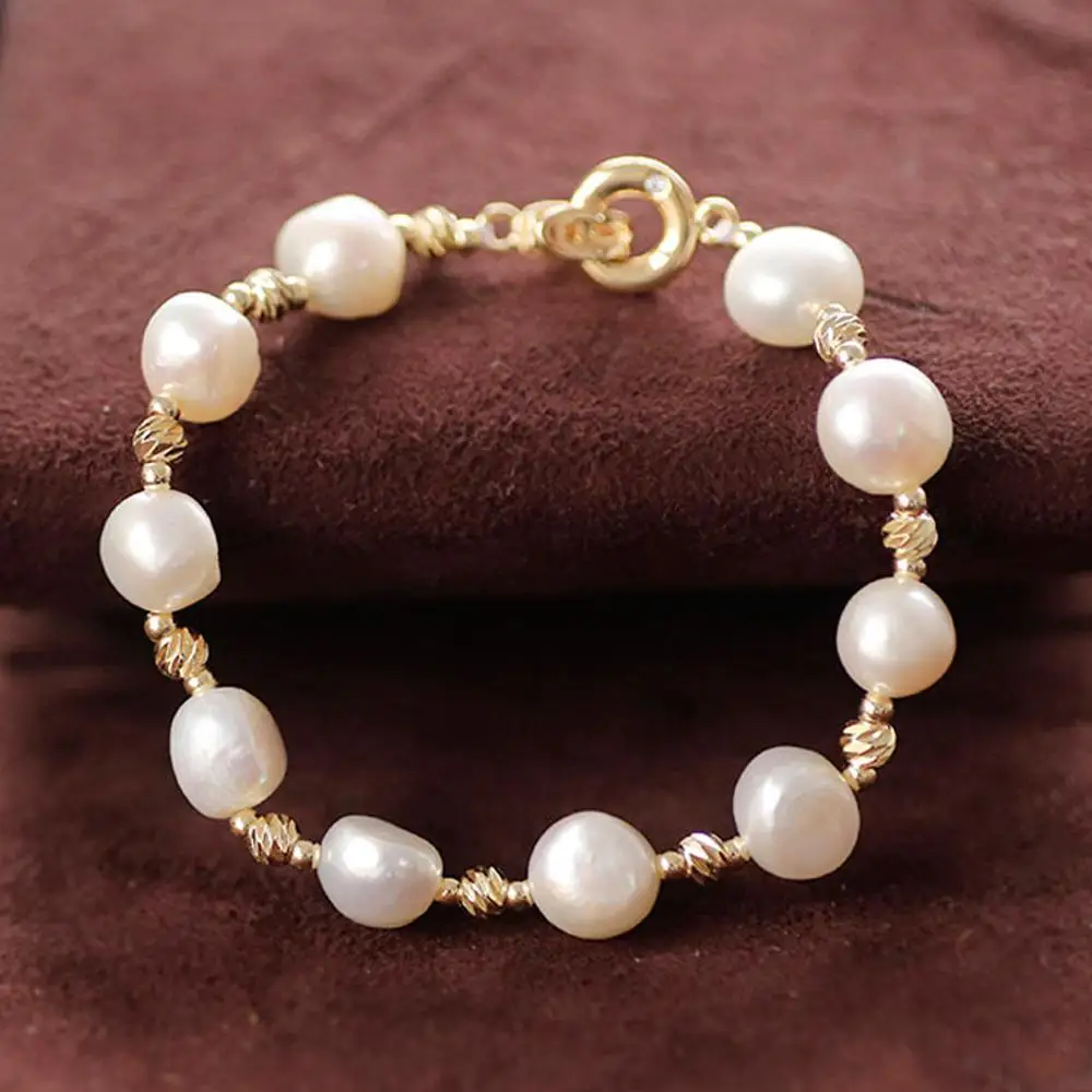 Натуральный искусственный жемчуг в стиле барокко браслеты для женщин 9-10 мм белая жемчужина ювелирное изделие подарок 18 см для женщин