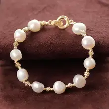 Натуральный искусственный жемчуг в стиле барокко браслеты для женщин 9-10 мм белая жемчужина ювелирное изделие подарок 18 см для женщин