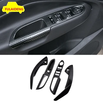 

4pcs For Ford Escape Kuga 2013-2017 Carbon style Interior Door Armrest Window Lift Cover Trim Car Styling