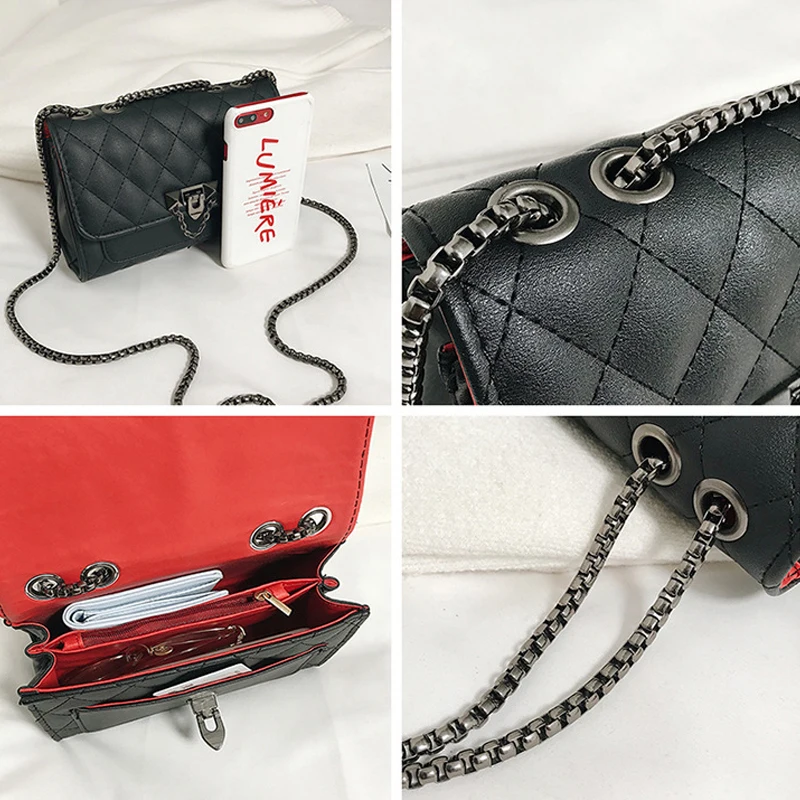Lattice Quilted Leather Crossbody Bags For Women 2020  Mini black Shoulder Messenger Bag Fashion Chain Handbags and Purses