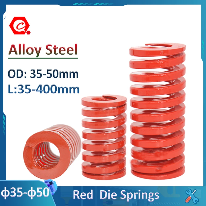 Red Medium Load Spiral Stamping Compression Mould Die Spring Outer Diameter 35-50mm Inner Diameter 17.5-25mm L35-400mm