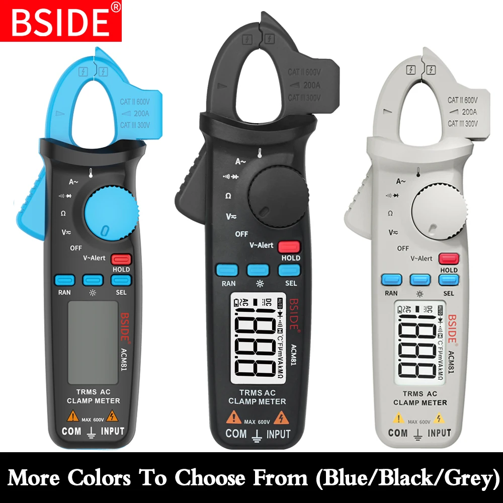 

BSIDE ACM81 Clamp Meter 1mA Accuracy Auto-Rang Digital Multimeter Current DC AC Voltage Diode NCV Temperature Tester