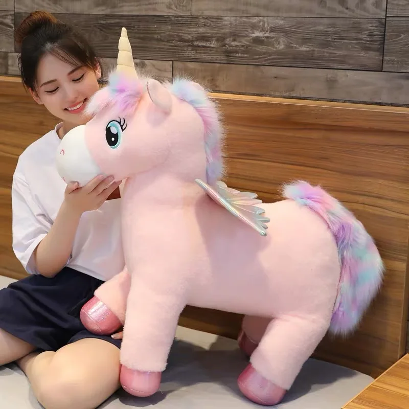 

35-50cm Fantastic Glow Rainbow Wings Unicorn Plush Toys Stuffed Soft Giant Animals Doll Fly Horse Pillow for Kids Children Gifts