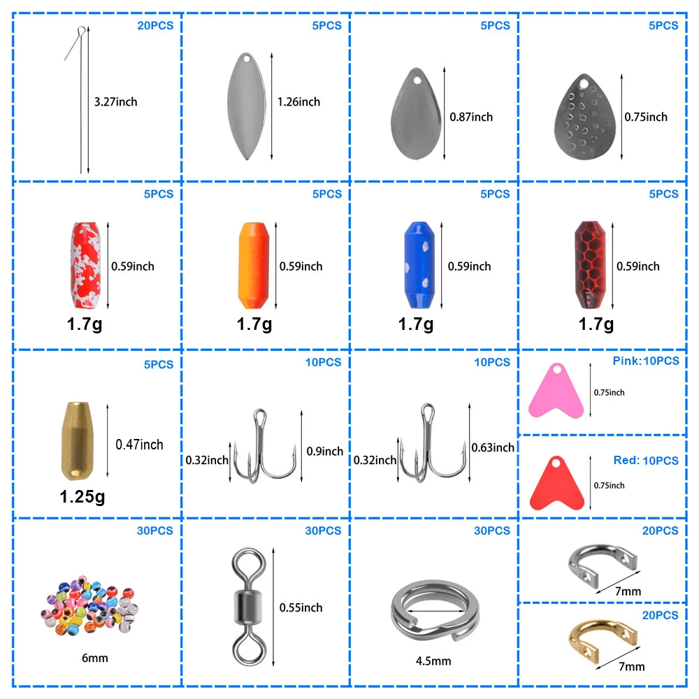 Fishing Lures DIY Making Kit 231pcs Fishing Spoon Rig Treble Hook Spinner  Blade Bait Split Ring Fishing Pliers Scissor Set