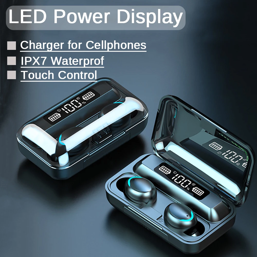 TWS Mini Wireless Earbuds In ear 2200mAh Bluetooth 5 0 Noise Canceling Headphone Wateproof Sports Earphone With Microphone