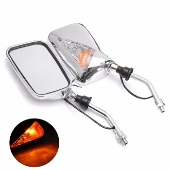 

1 Pair 10mm Motorcycle Rearview Mirror LED Turn Signal Lights Indicator Side Mirrors For Honda/Suzuki/Kawasaki/Ducati/Cruiser