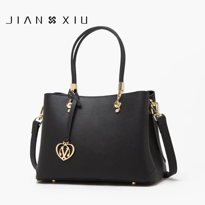 

JIANXIU Leather Bag WOMEN'S Bag New Style 2019 Top Grade Hand Crossbody Bag Stylish Two-Sided Soft Leather Large Bag Fashion