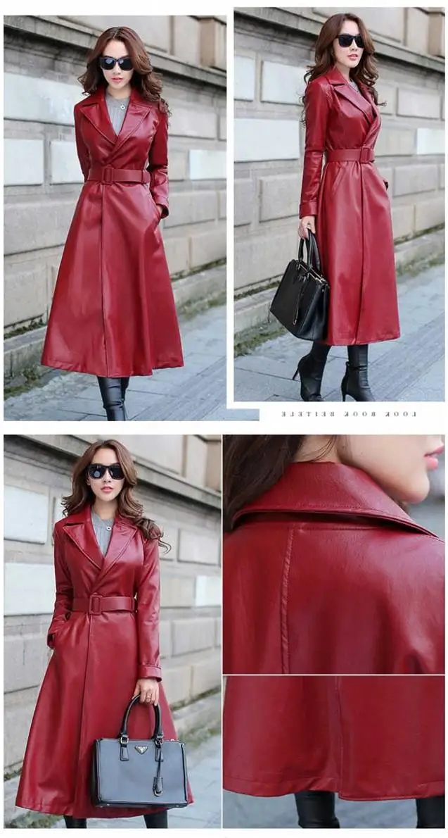 [Тренч] Haining кожаные пальто Для женщин средней длины; сезон весна-осень; толстая кожаная стеганая куртка Для женщин пальто с мехом