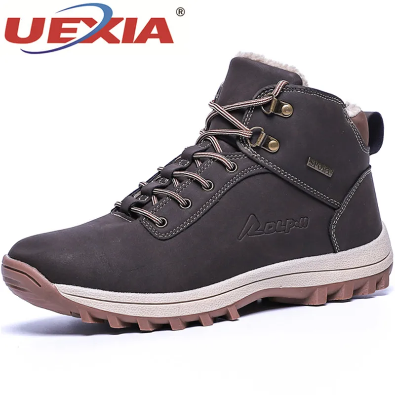 

UEXIA Big Size Winter Warm With Fur Plush Casual Men Boots High Quality Outdoor Working Snow Boots Rubber Booties Botas Footwear