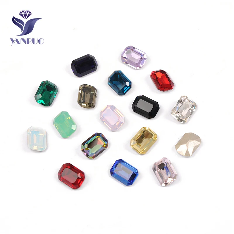 

YANRUO 4610 Octagon High Quality Fancy Diamond Glass Crystals Rhinestone stones Sewing Beads Gold Claw For Garment Accessories