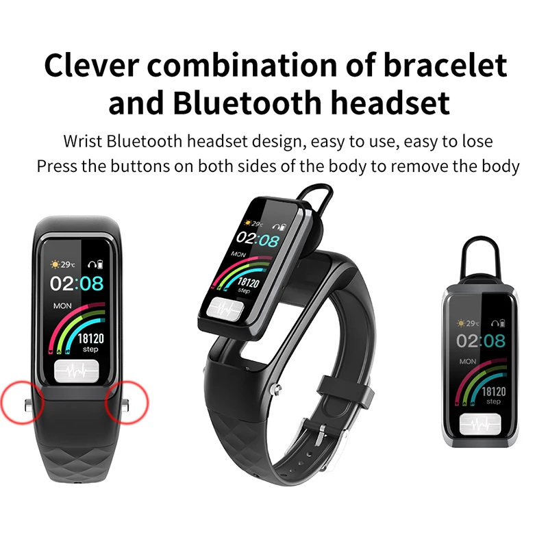 Смарт-часы-браслет с bluetooth-наушником, гарнитура для звонков, сердечного ритма, артериального давления, AI ECG PPG, спортивный фитнес-трекер