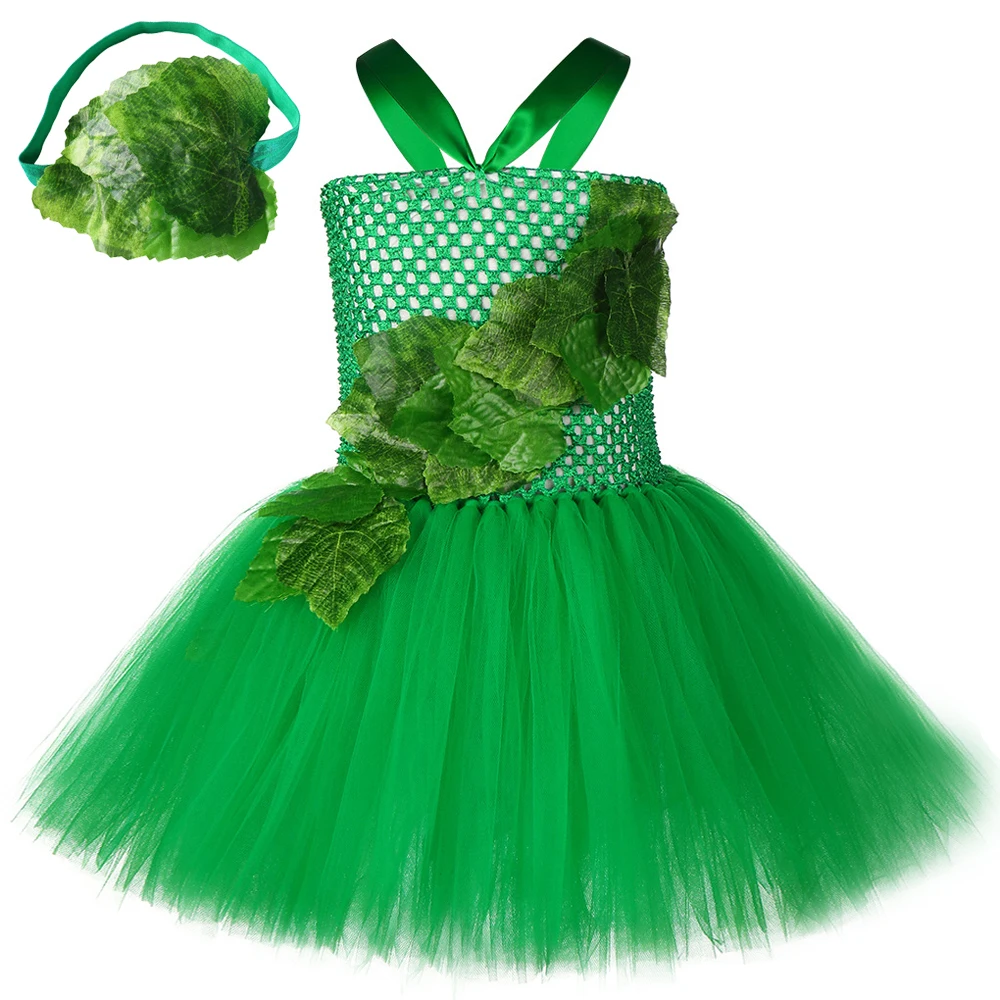 Forest Genie Ivy Halloween Cosplay Costume For Girls Kids Fairy Tutu