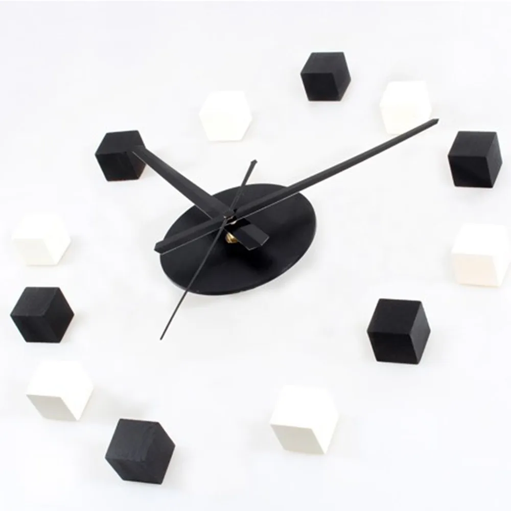 3D DIY настенные часы черные Настоящие Деревянные часы в коробке винтажные модные креативные квадратные часы 3D настоящий деревянный часы «сделай сам»