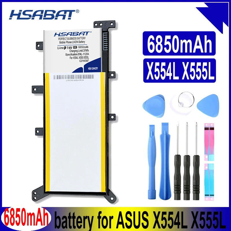 Аккумулятор HSABAT C21N1347 на 6850 мА · ч для ASUS X554L X555L X555LB X555LN X555 X555LD X555LP F555A F555U W519L