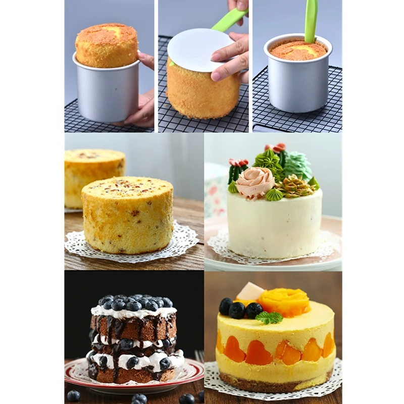 1 Piece Round Cake Pan Removable Bottom Cheesecake Chiffon Mold 10cm Deep Anodized Aluminum