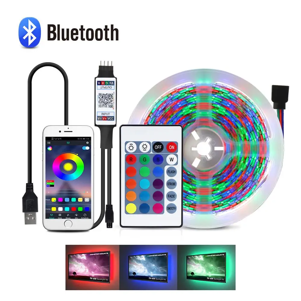 BLUETOOTH Светодиодная лента 2835 USB LED 1 м 2 3 4 5 Диодная неоновая лампа умная Bluetooth
