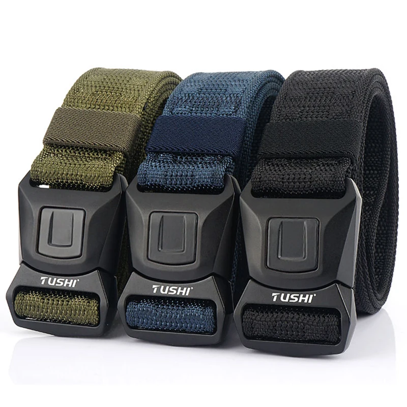 HSSEE New Nylon Belt for Men Rust-proof Metal Buckle Quick Release Jeans Belt 1200D Nylon Outdoor Casual Belt Male