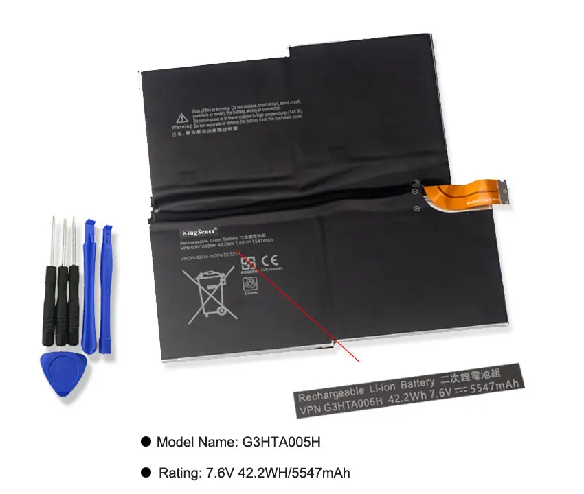 Kingsener-bateria do Portátil para Microsoft Surface Pro G3hta005h Ms011301-plp22t02 1631 G3hta009h 1577-9700 com Ferramentas - Imagem 2