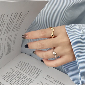 

Wave Stacking Ring 925 Sterling Silver White Gold Ring Adjustable Open Women Wedding Ring 925 Silver Jewelry Gift Unique Bumpy