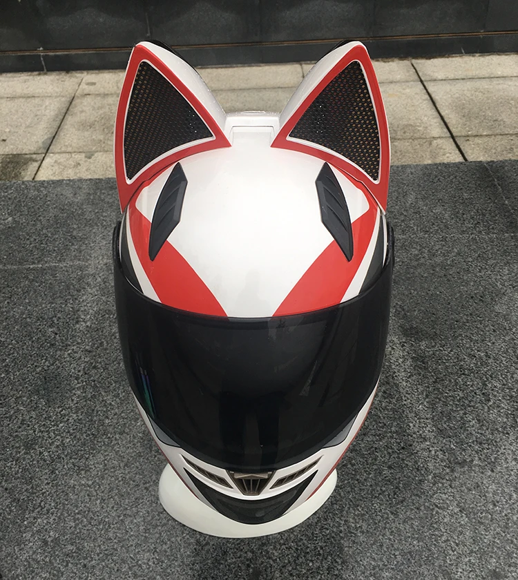 NITRINOS Motorcycle Helmet Women Moto Helmet Cat Ear Helmet Personality Full Face Motor Helmet