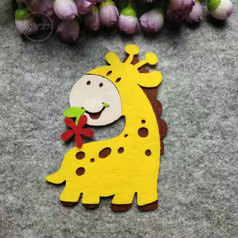 Cartoon Animal Thick Nonwoven Felt DIY Package Bee Giraffe Dinosaur Frog Tiger Chicken House Rabbit Owl Wall Stickers Decor