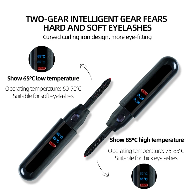 Digital Display Electric Eyelash Curler Three-color Intelligent Temperature Control and Long-lasting Curling Eyelash Curler_voghion.com