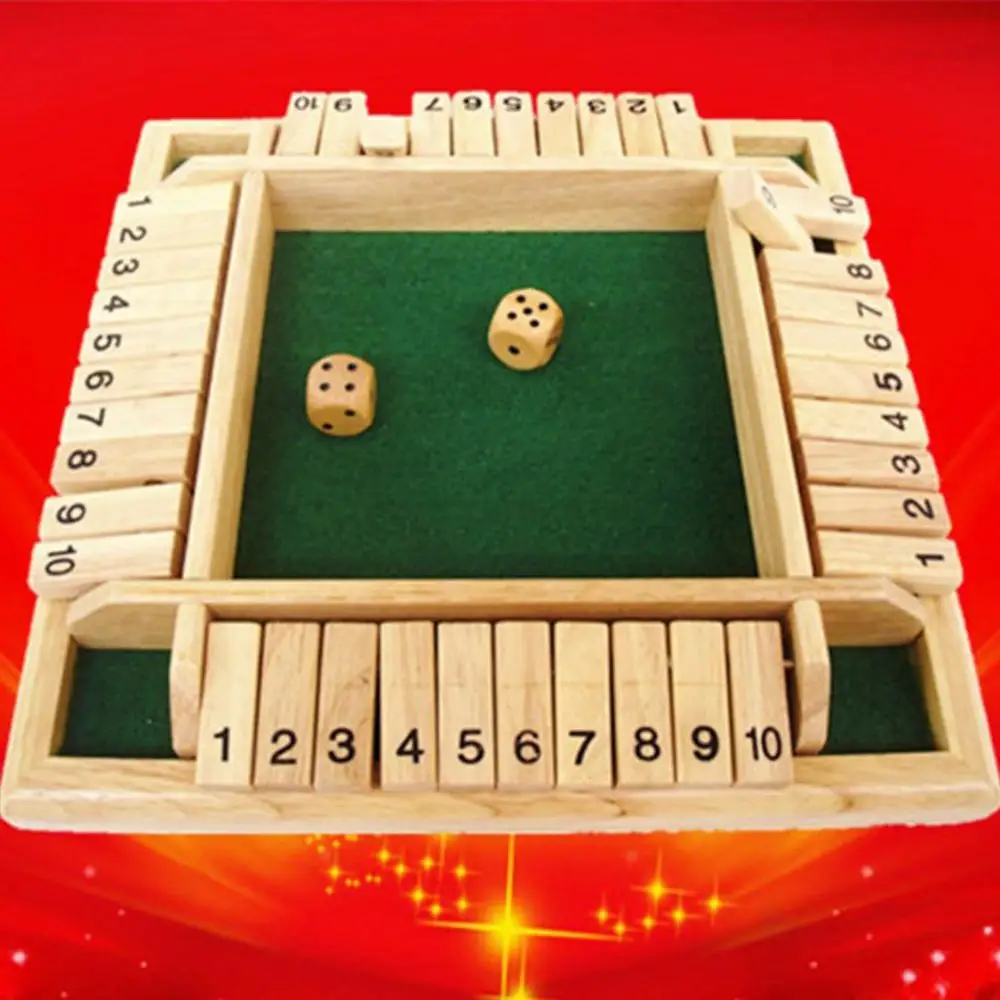 

Wooden Traditional Four Sided 10 Number Pub Bar Board Dice Party Funny Game Toys Four-sided Flop Wooden Number Game Toy