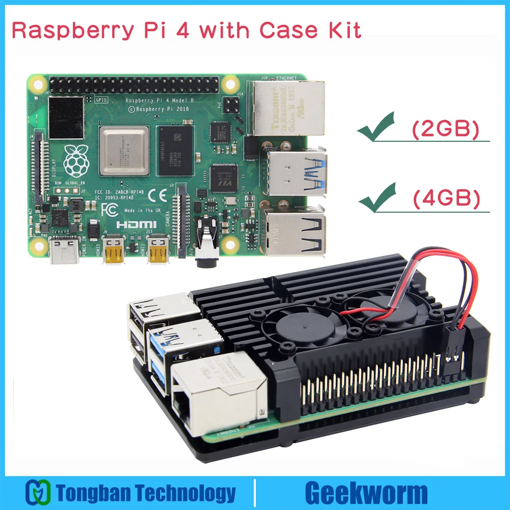 Raspberry Pi 4 компьютерная модель B (2/4 Гб) с пассивным охлаждением бронированный