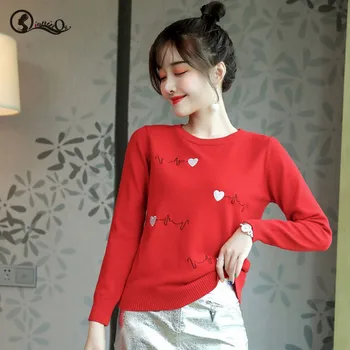 

Autumn Winter Sweater Women New Fashion Simple Cute Cartoon Print Long Sleeve Pullover Loose Basic Sweaters Knitwear Tops Femme