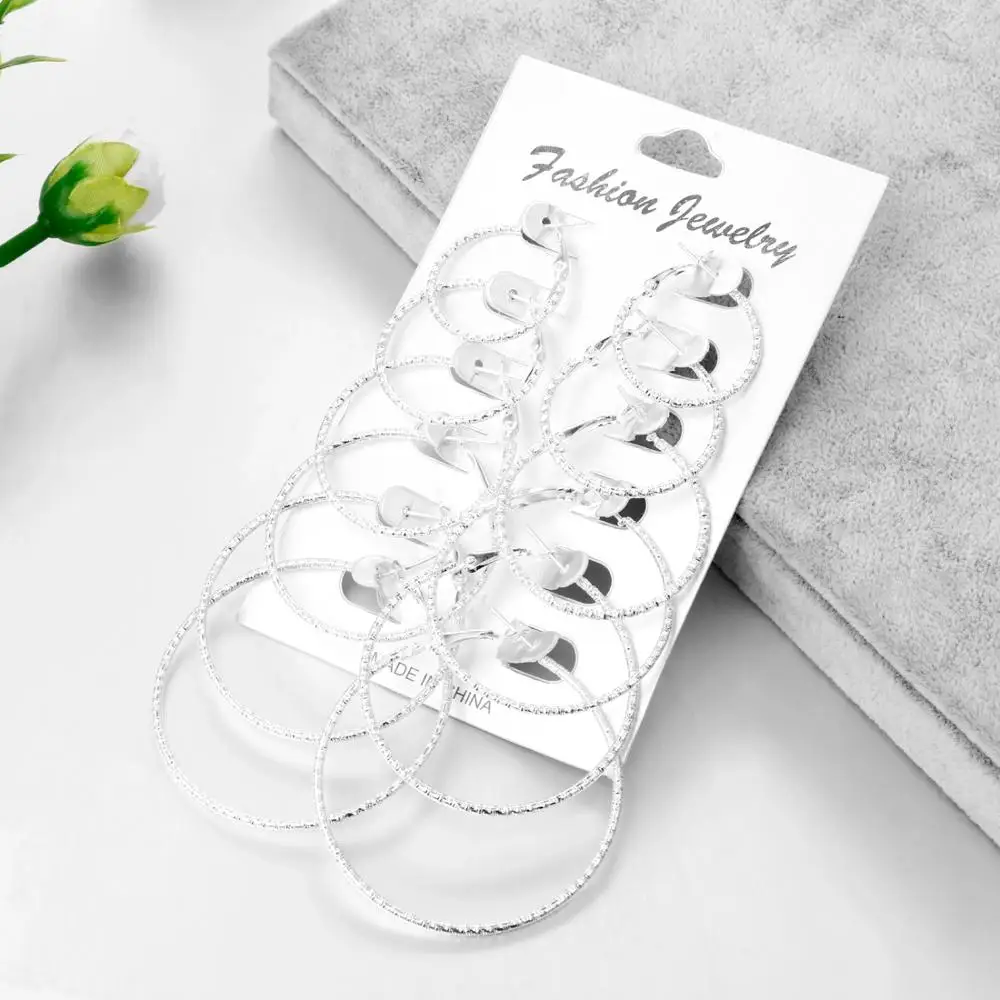 Multitype круглые серьги для женщинские тонкие леггинсы 6ти пар/компл. старинное