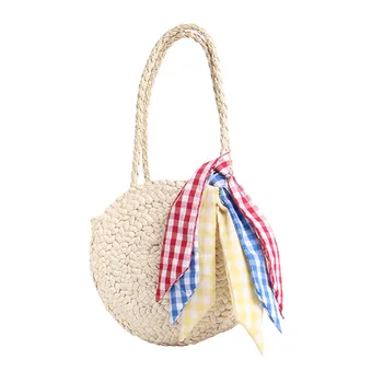

Women Straw Bag Bohemian Bali Rattan Beach Handbag Circle Lady Vintage Crossbody Handmade Kintted Shoulder Bags