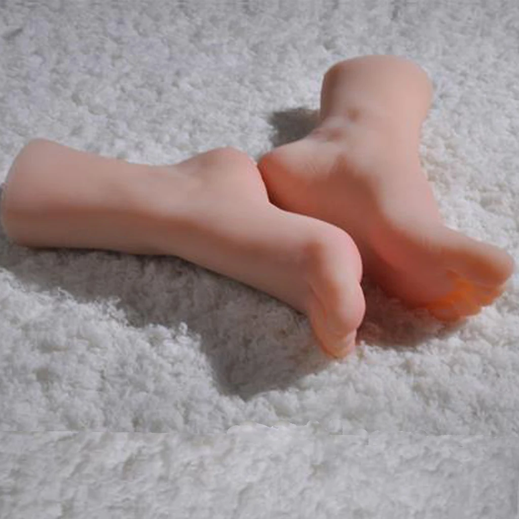 New Luxury 2Pcs Realistic Female Foot Model Life Size Girl Feet Mannequin Tools for Jewelry, Socks, Shoes, Anklet Non-toxic