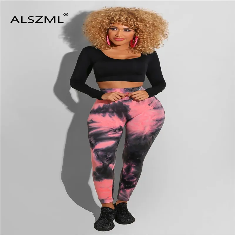 2020 специальный дизайн галстук-краска Высокая поясная сумка женские узкие брюки