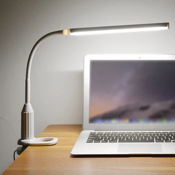

USB Power Desk Lamp with Clip Holder LED Table Lamp Flexible Foldable Eye Protection Reading Studying Light Touch Sensor Control