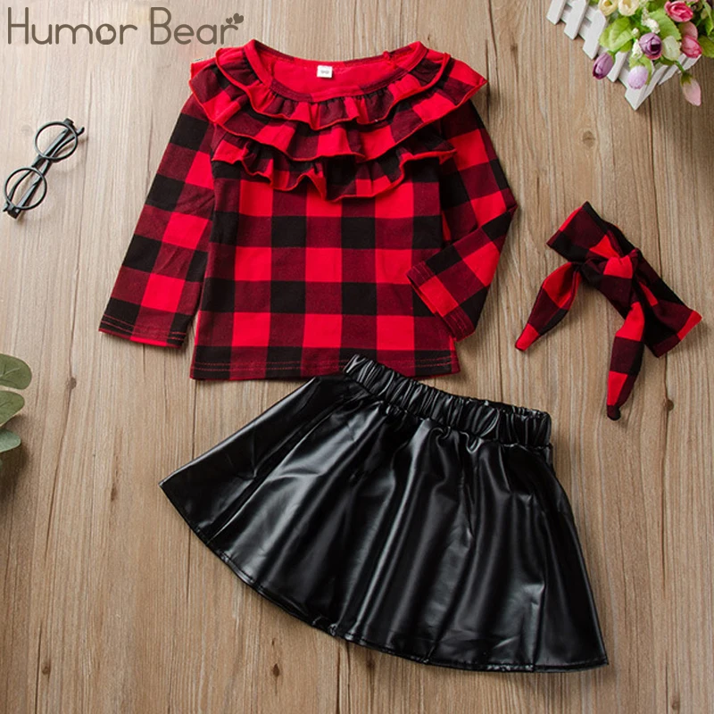 Humor Bear/комплекты одежды для маленьких девочек Детский костюм в клетку