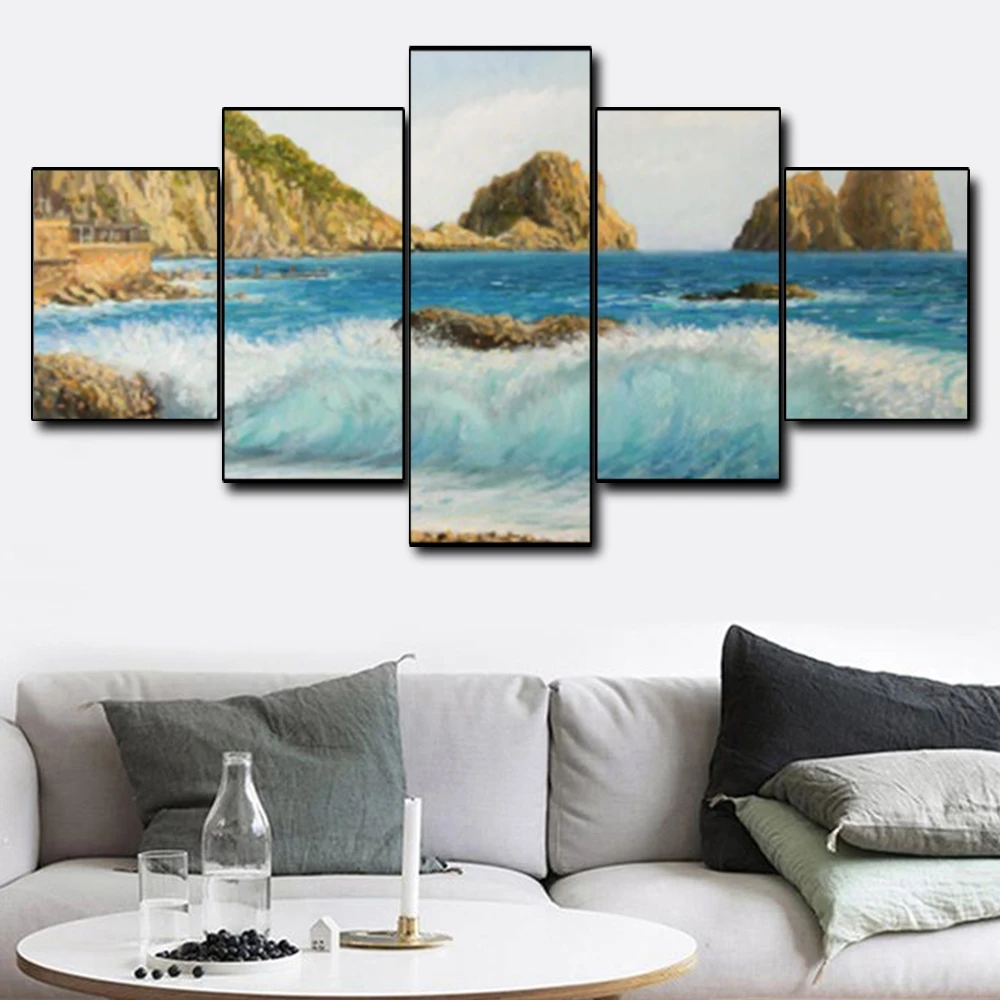 Canvas Art Oil Painting Choppy waves scenery Reef Art Poster Picture Wall Decor Modern Home Decoration For Living room Office Canvas Art Oil Painting Choppy waves scenery Reef Art Poster Picture Wall Decor Modern Home Decoration For Living room Office