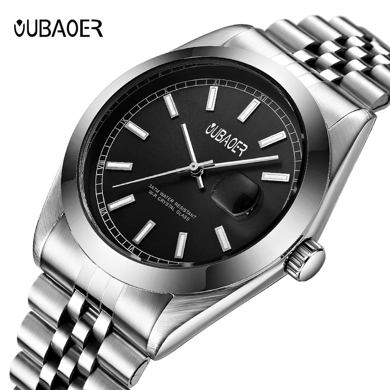 

OUBAOER Fashion Mens Waterproof Watches Top Brand Luxury calendar Quartz-watch Business Sport Men Wrist Watch relogios masculino