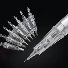 100 agulhas permanentes descartáveis da composição dos pces para 1rl/3rl/5rl/7rl/5f/7f para a sobrancelha digital da baioneta/máquina da composição dos lábios/delineador