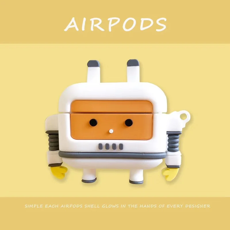Чехол-накладка для Airpods1/2 Pro силиконовый гладкий оранжевого цвета 3D телевизора с