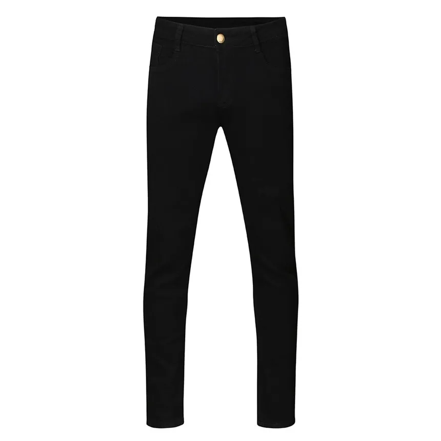 Black KLV, мужские брюки, модные мужские одноцветные джинсовые брюки, потертые джинсы, Длинные повседневные узкие брюки, уличная одежда, хип-хоп брюки для танцоров - Цвет: Black