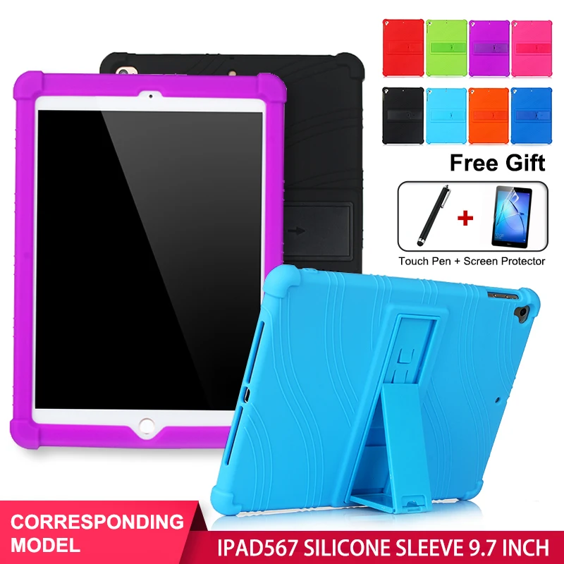 

SZOXBY For Apple Ipad 5 6 7 9.7 Inch Silicone Case Ipad Air 2 Ipad Pro Anti-Fall Shell Bracket Hockproof Shockproof Soft Cover