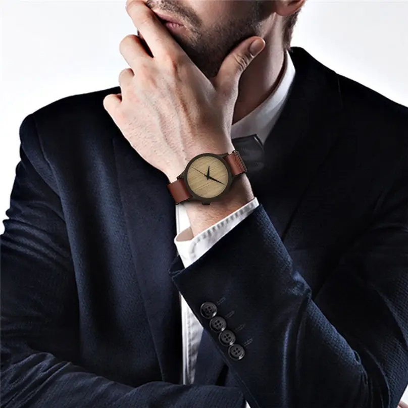 New Casual Fashion Wooden Watch Men's And Women's Watch Bamboo Men Leather Watches 3N25 (6)