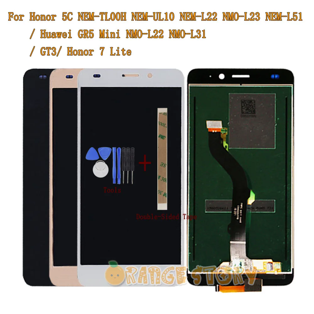 

New LCD Display Monitor Touch Screen Sensor Assembly For Huawei Honor 5C / GT3 / GR5 Mini NMO-L22 NMO-L31 / Honor 7 Lite+Tools