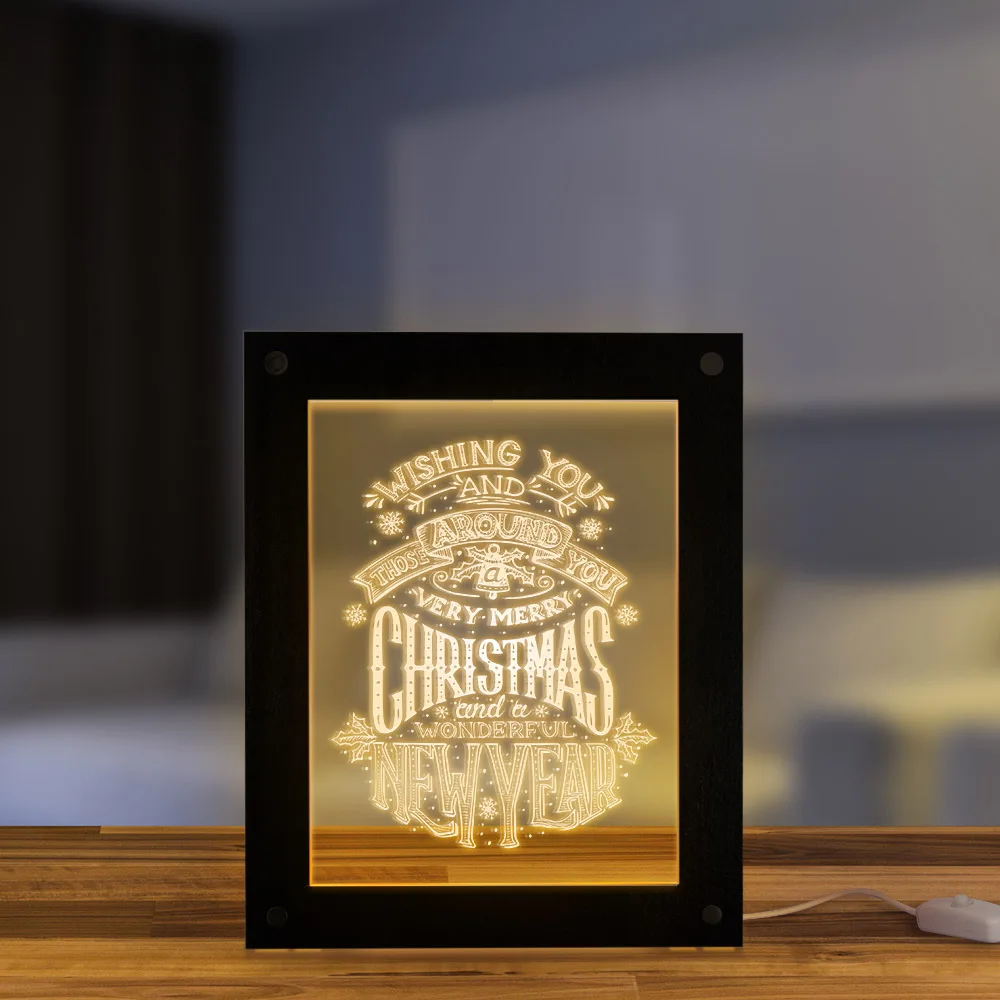 

Christmas & New Year Holidays Lighting Decor Kids Living Room Bedside Sleepy Night Light Custom Quote Text Lighting Wooden Frame