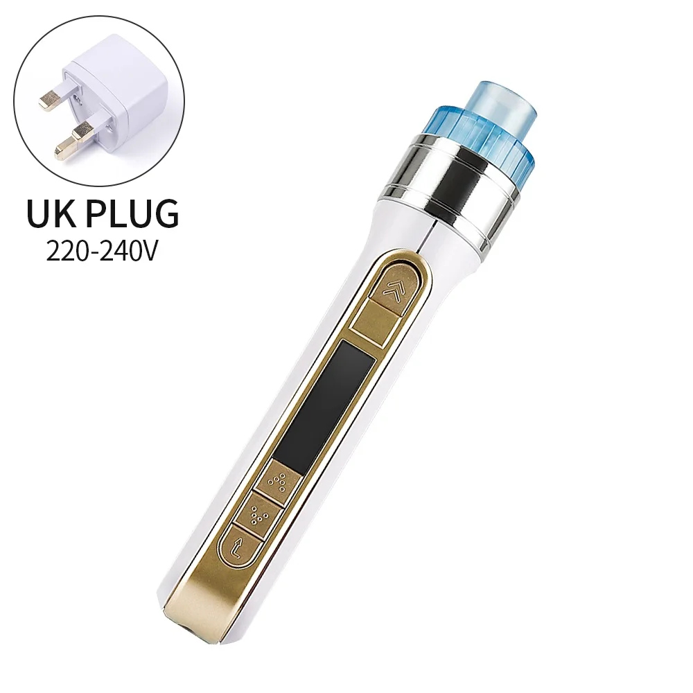Gold UK plug 3D умный пистолет для инъекций воды мезотерапия ручной мезо инжектор ручка для омоложения кожи удаление морщин и мешочек инструменты для ухода за кожей - Цвет: Gold UK plug