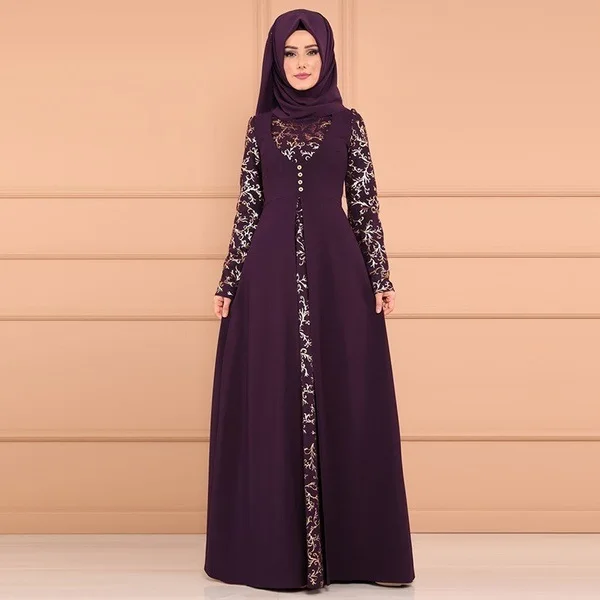 Размера плюс 5XL dubai длинный рукав платье Для женщин мусульманское с фальш-вставкой, Платья для вечеринок этнический женский мусульманский костюм Абаи большой Размеры Костюмы